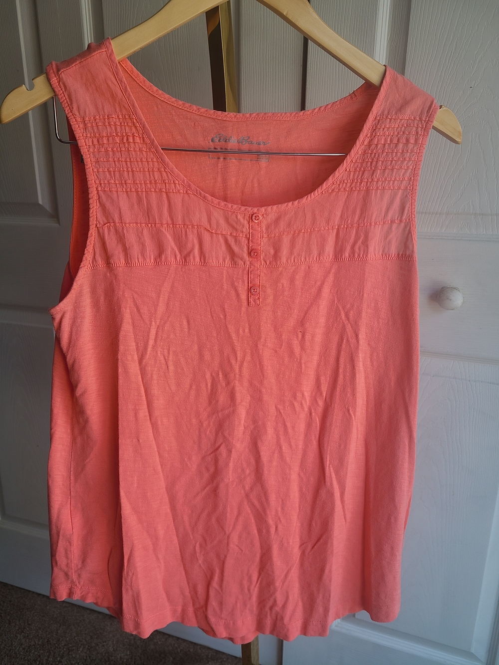 Eddie Bauer Coral Scoop Neck Henley Tank